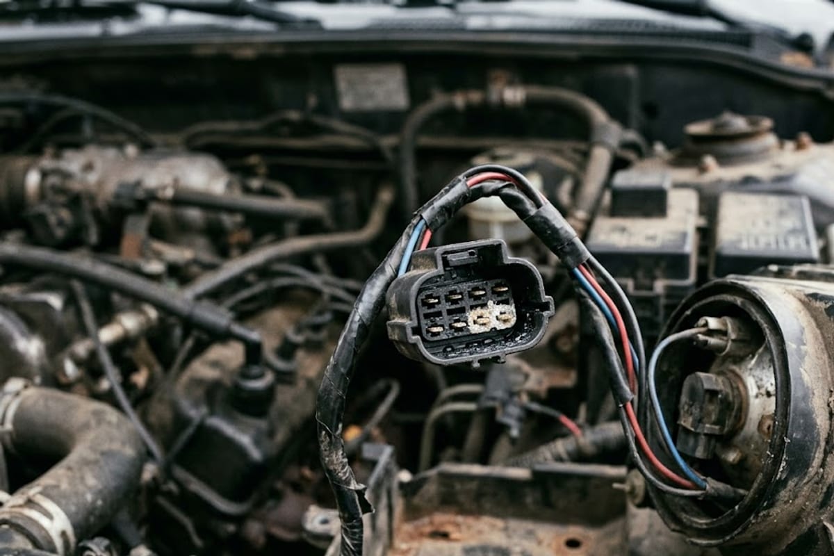 Moisture and corrosion inside a headlamp connector