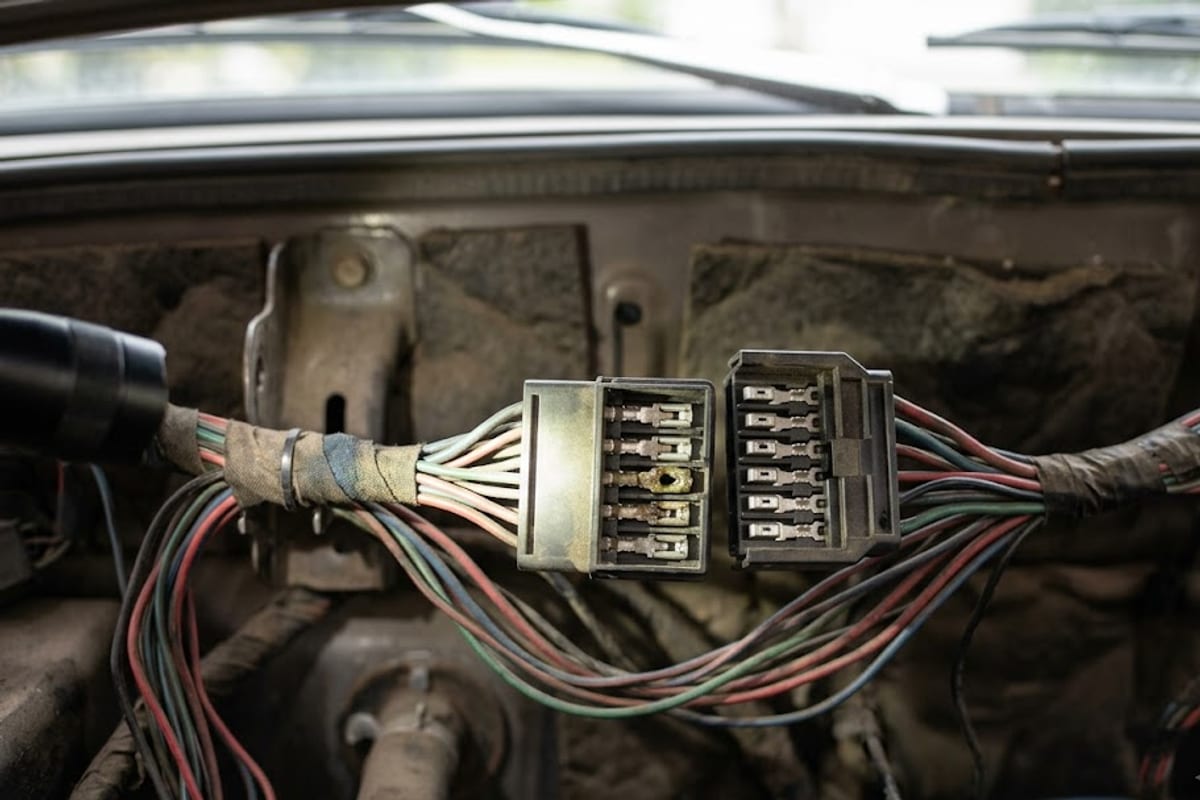 An inline harness connector under the dash, opened for inspection
