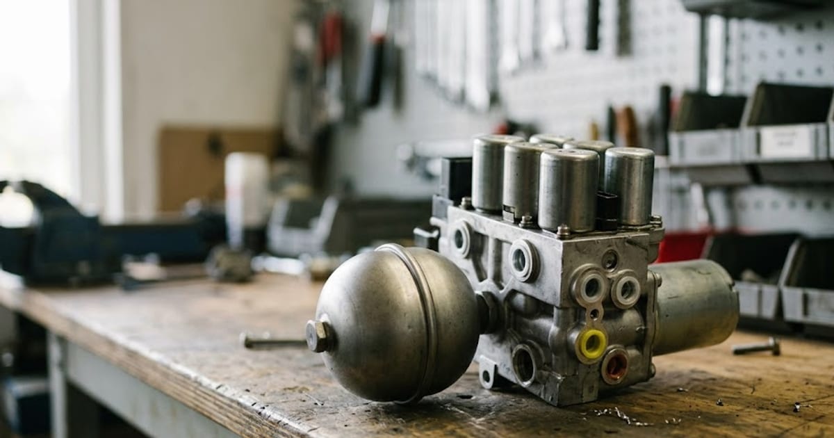 An electro-hydraulic gearbox actuator unit with its pump and accumulator sphere